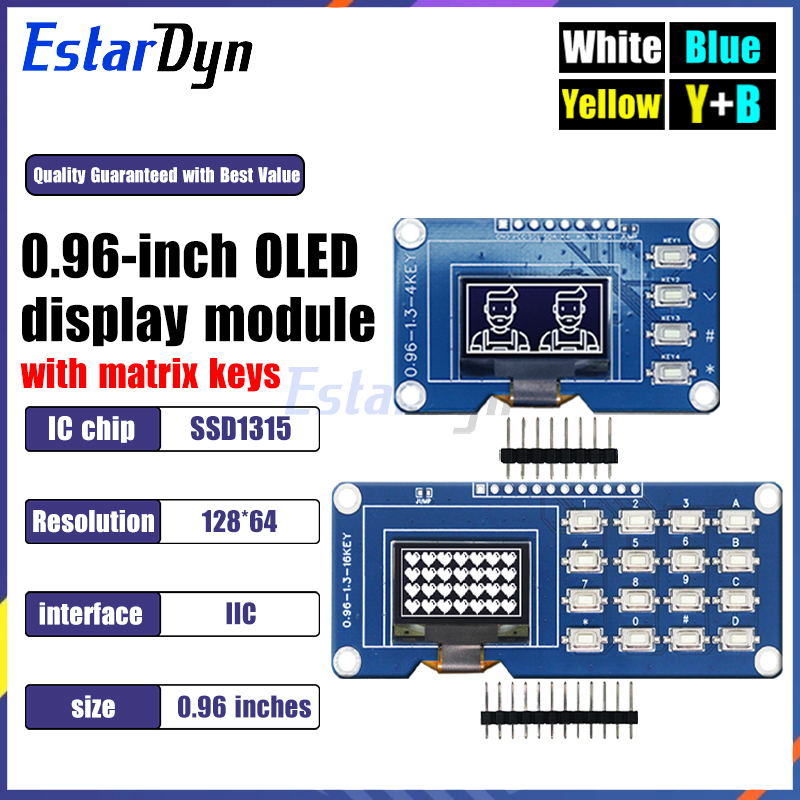 Raspberry Pi Keyboard - 0,96 inch OLED-display met 4x4 toetsenbordmodule,