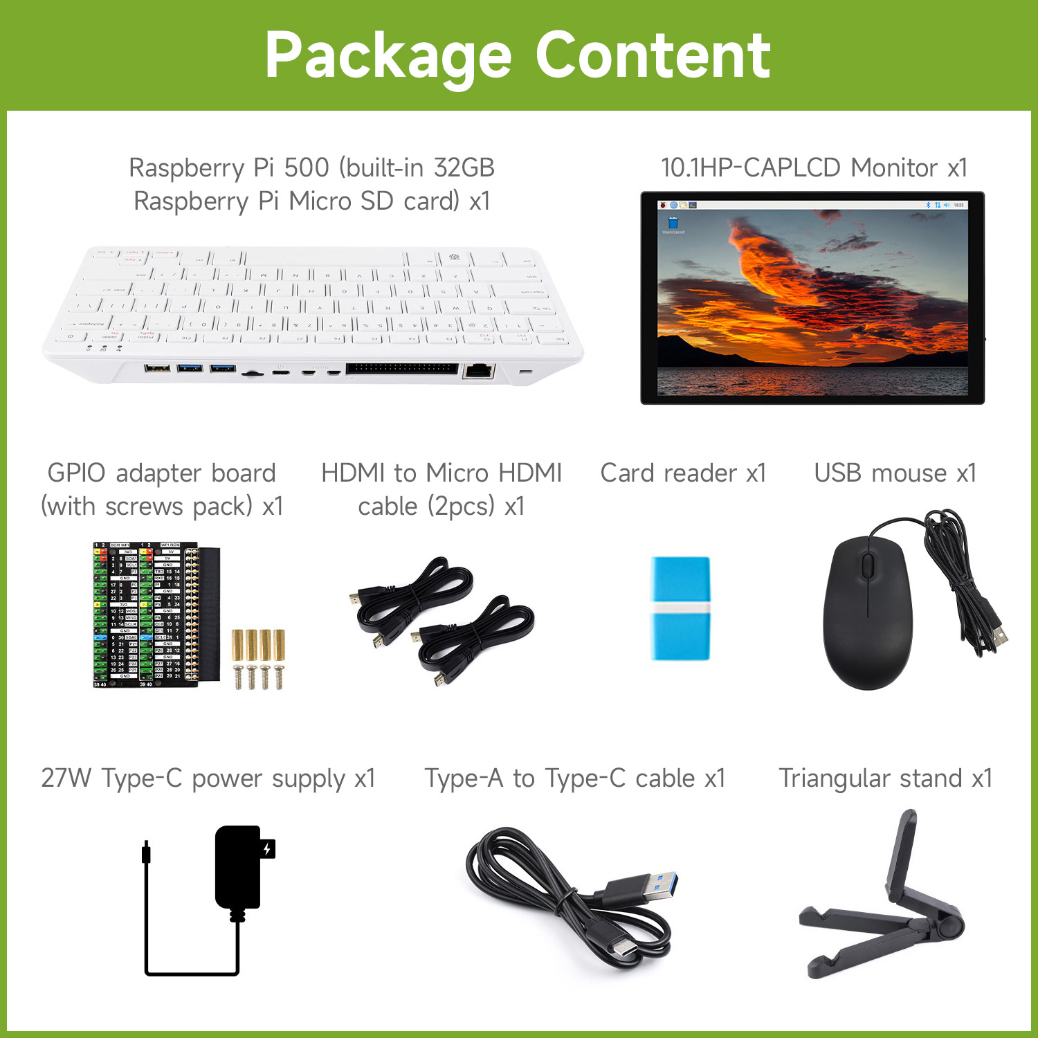Raspberry Pi Keyboard - Raspberry Pi 500 met Waveshare-accessoire, displaykit,