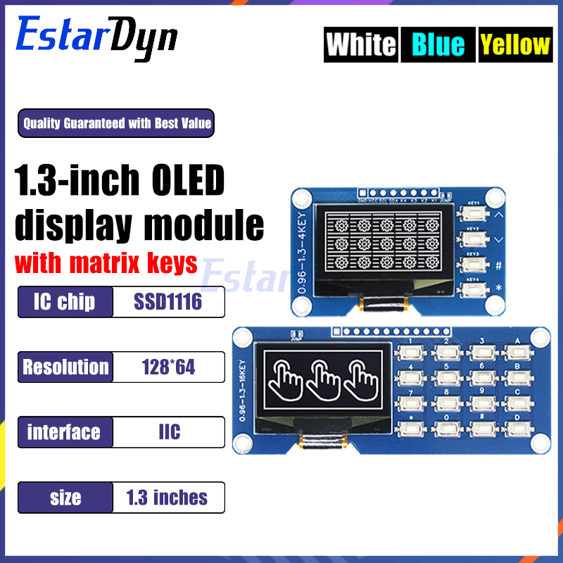 Raspberry Pi Keyboard - 1,3 inch OLED-display met 4x4 toetsenbordmodule,