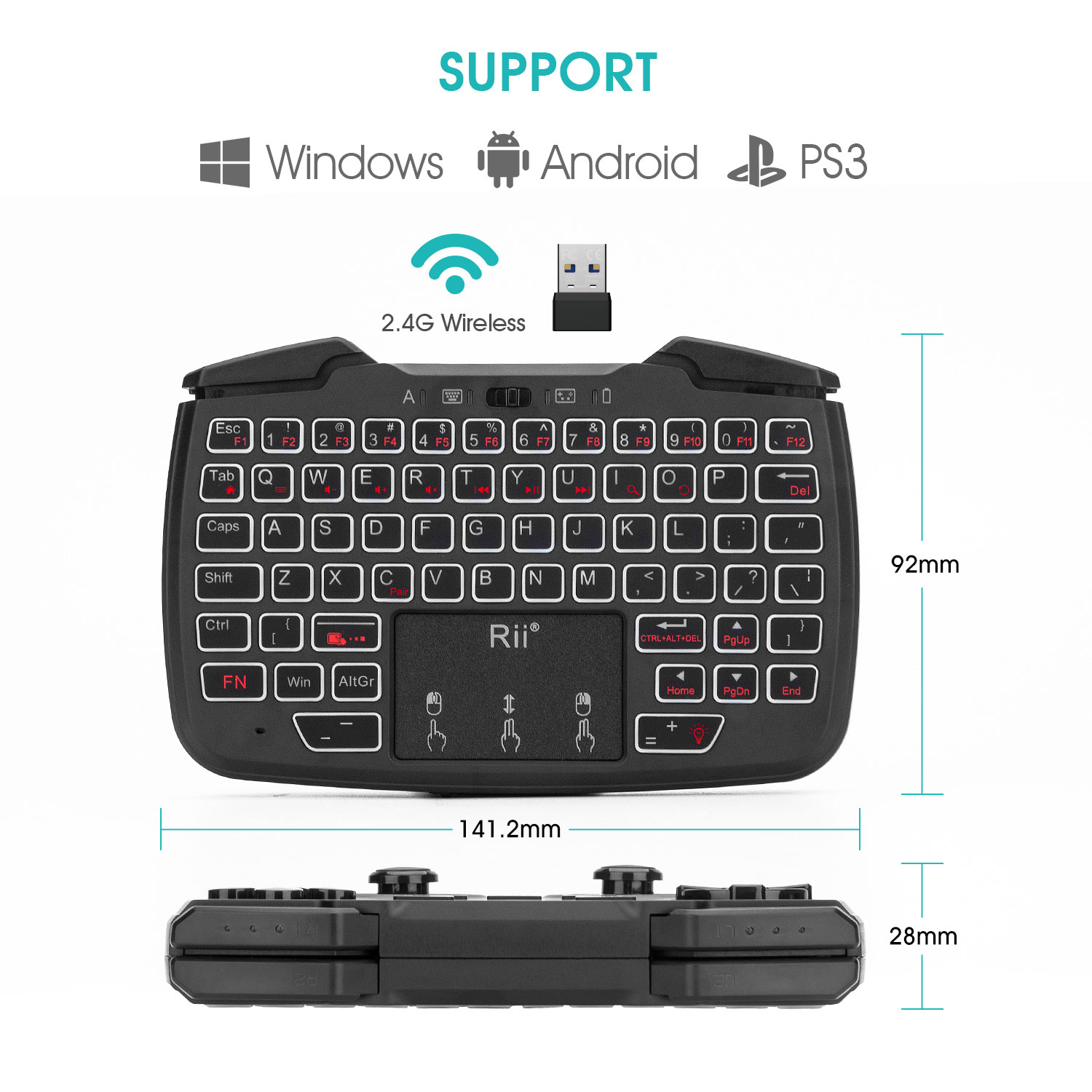 Rii RK707 2.4GHz Draadloze Dra - Raspberry Pi Keyboard recensie en prijs